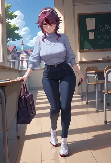 genshin_impact,rosaria_(genshin_impact),teacher  - AI generated anime art