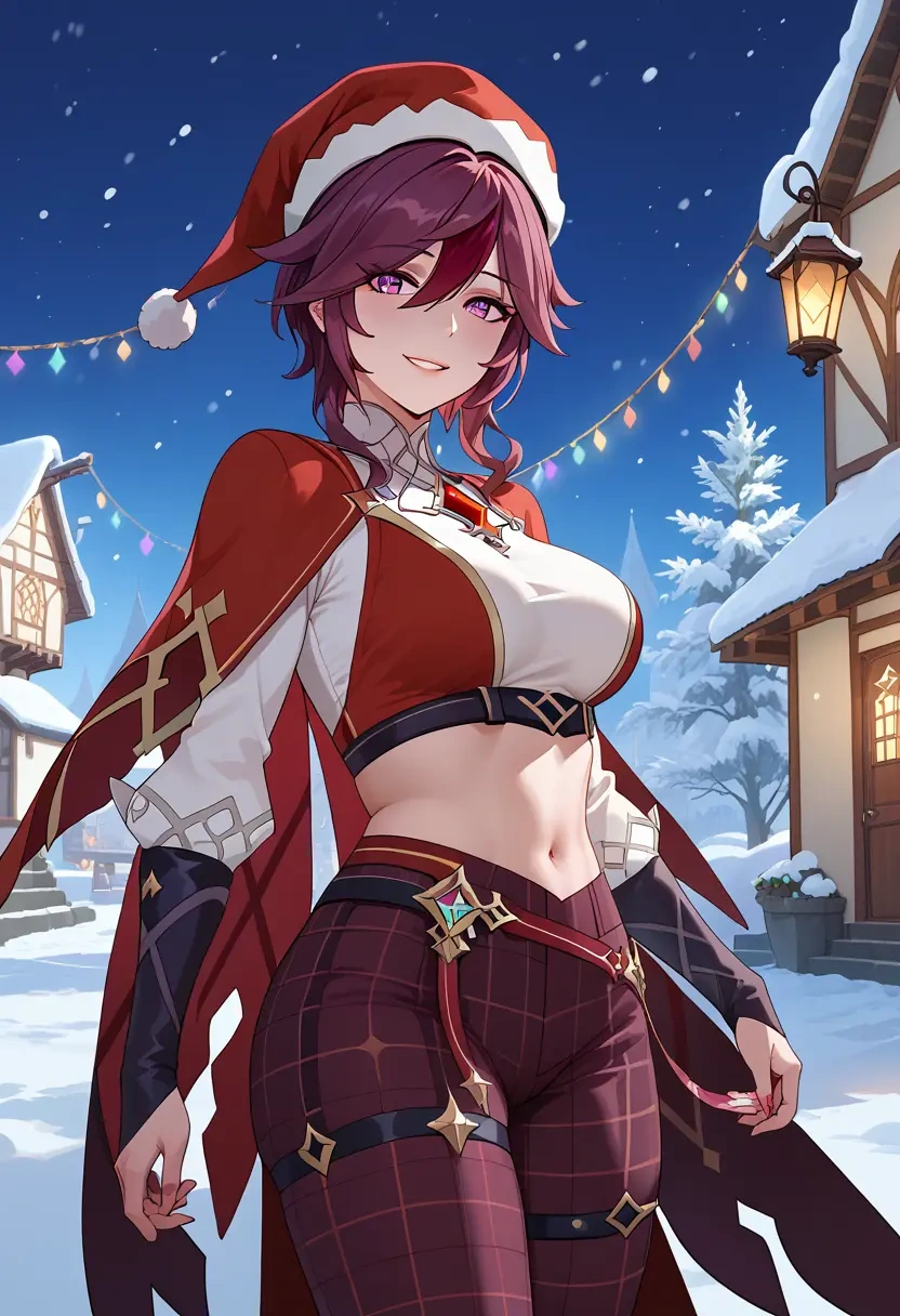 genshin_impact,rosaria_(genshin_impact),Christmas,plaid trousers  - 