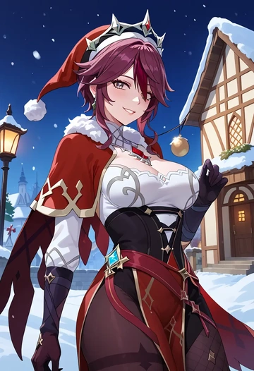 genshin_impact,rosaria_(genshin_impact),Christmas,dress  - AI generated anime art