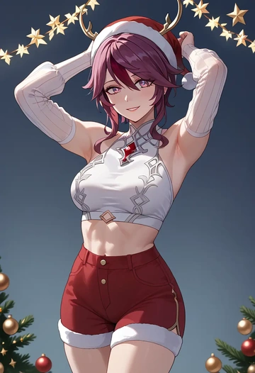 genshin_impact,rosaria_(genshin_impact),Christmas,red velvet shorts  - AI generated anime art