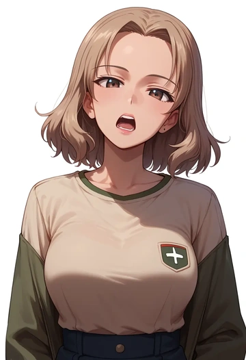 girls_und_panzer,rosehip_(girls_und_panzer),pop art shirt,dolphin shorts  - AI generated anime art