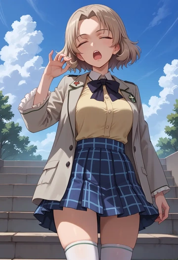 girls_und_panzer,rosehip_(girls_und_panzer),spring,student uniform,blazer  - AI generated anime art