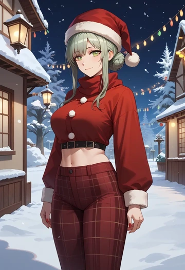 arknights,rosmontis_(arknights),Christmas,plaid trousers  - AI generated anime art