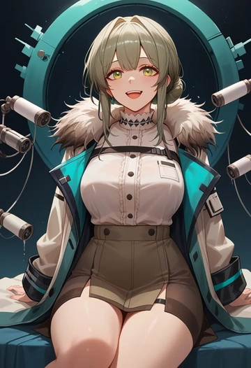 arknights,rosmontis_(arknights),coat,fur-collar,tailored trousers  - AI generated anime art