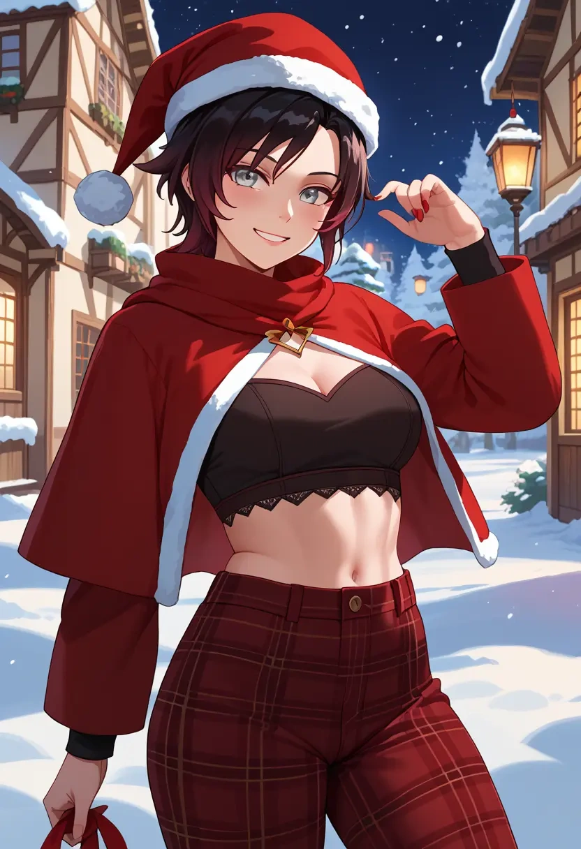 rwby,ruby_rose,Christmas,plaid trousers  - 