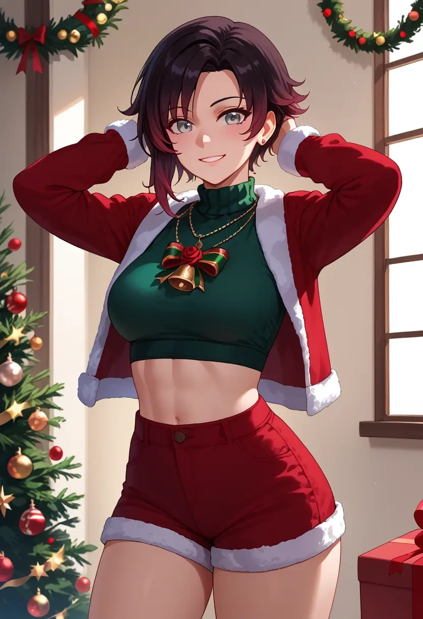 rwby,ruby_rose,Christmas,red velvet shorts  - 