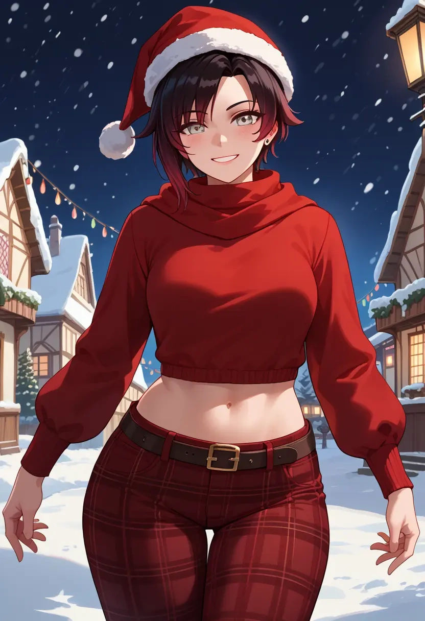 rwby,ruby_rose,Christmas,plaid trousers  - 