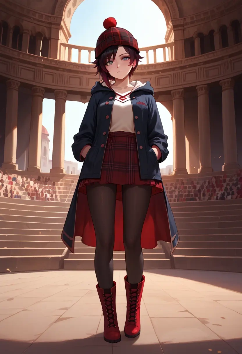 rwby,ruby_rose,winter,student uniform,hooded coat  - 