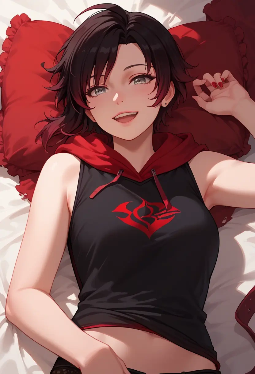 rwby,ruby_rose,sleeveless hoodie,biker shorts  - 