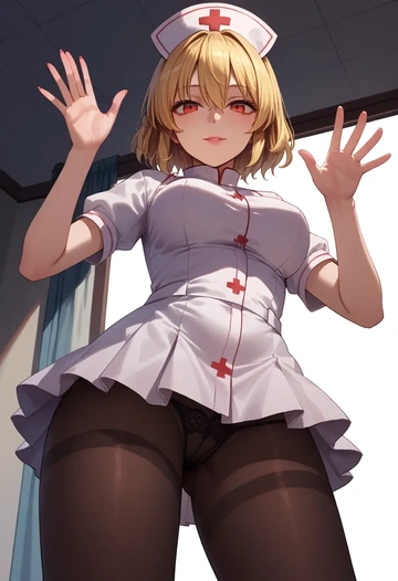 touhou,rumia,nurse pantyhose,mini skirt, sexy  - AI generated anime art