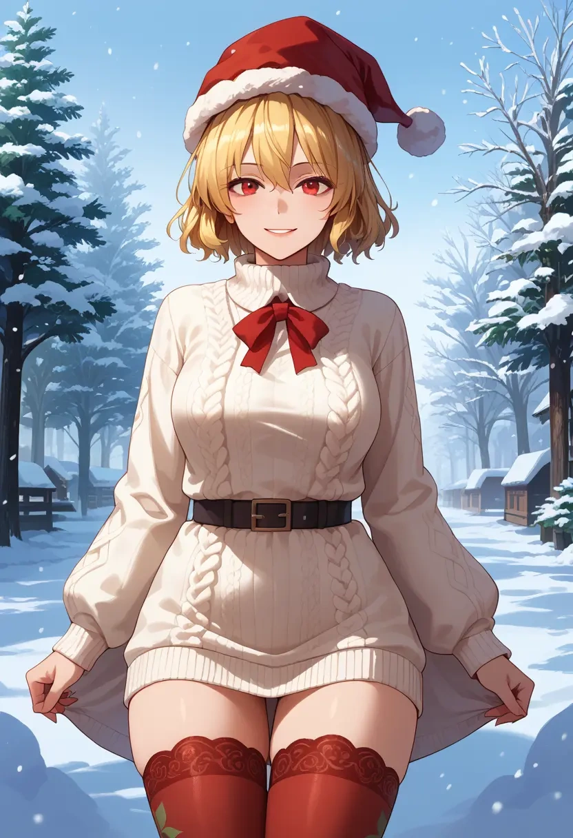 touhou,rumia,Christmas,sweater dress,stockings  - 