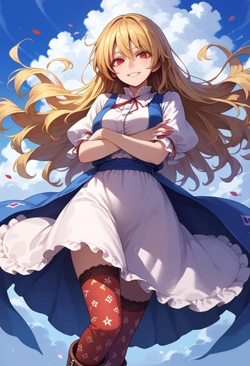 touhou,rumia,shirt dress,belted,stockings  - AI generated anime art