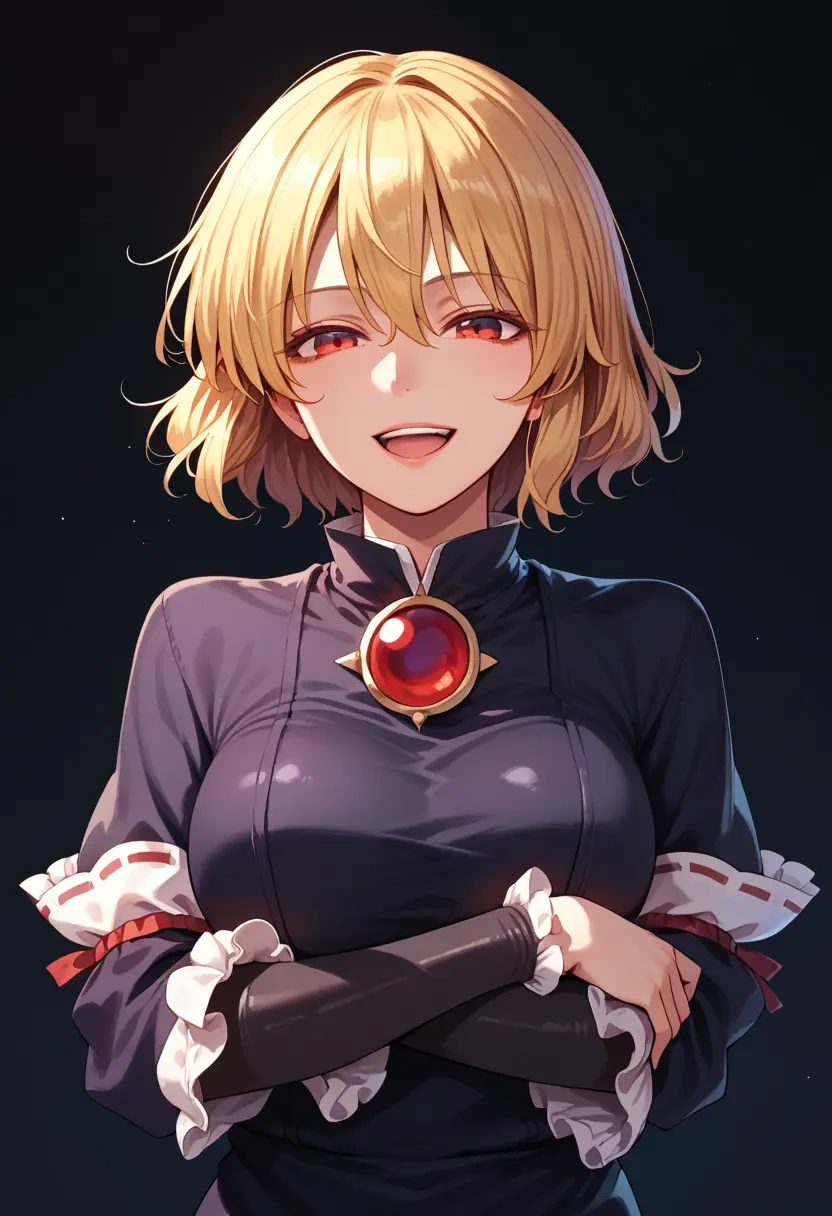 touhou,rumia,black widow bodysuit,spiderweb cape,leather gloves  - 