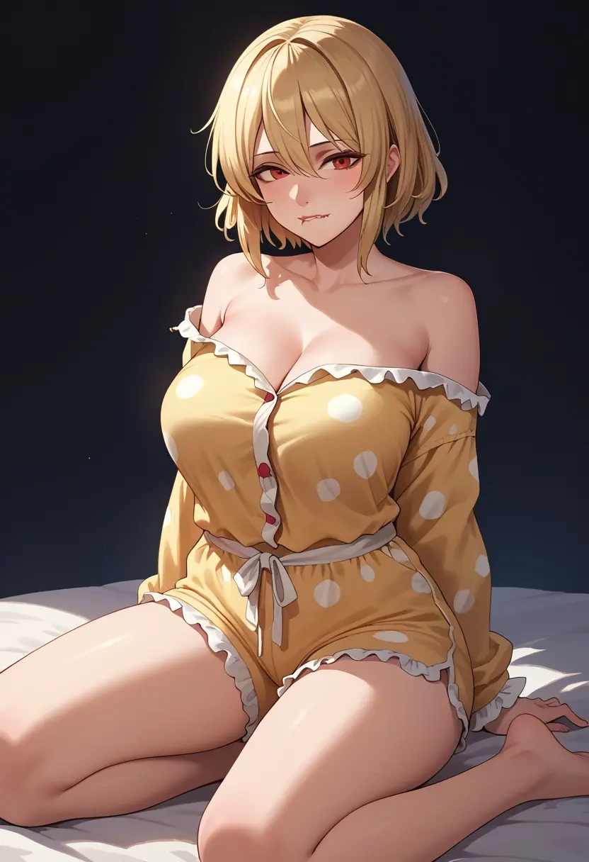 touhou,rumia,pajamas, low-waisted shorts  - 