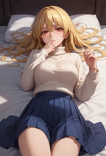 touhou,rumia,skirt,pleated,turtleneck sweater  - AI generated anime art