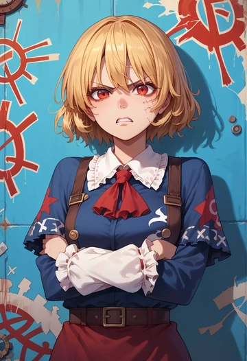 touhou,rumia,patchwork graffiti top,dolphin shorts  - AI generated anime art