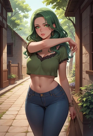 final_fantasy,rydia_(ff4),crop top  - AI generated anime art