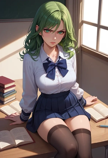 final_fantasy,rydia_(ff4),jk uniform, stockings  - AI generated anime art