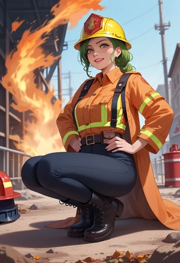 final_fantasy,rydia_(ff4),firefighter  - AI generated anime art