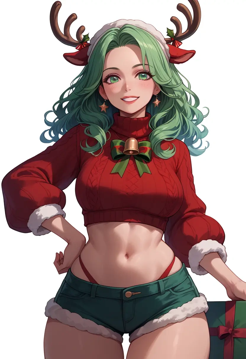 final_fantasy,rydia_(ff4),Christmas,red velvet shorts,turtleneck sweater  - 