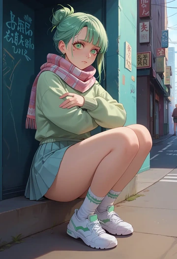 final_fantasy,rydia_(ff4),spring,student uniform,knit sweater  - AI generated anime art