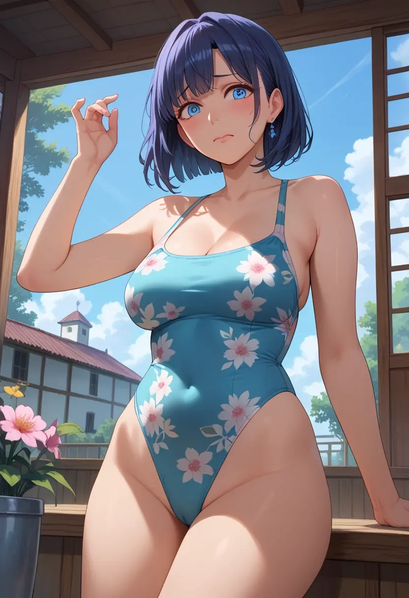 kara_no_kyoukai,ryougi_shiki,swimsuit,floral print  - 