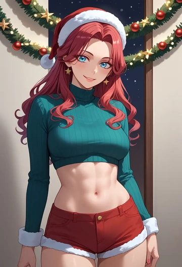 kara_no_kyoukai,ryougi_shiki,Christmas,red velvet shorts  - AI generated anime art