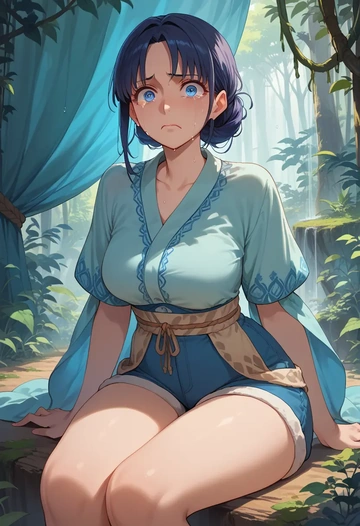 kara_no_kyoukai,ryougi_shiki,jogger shorts,oversized tank  - AI generated anime art