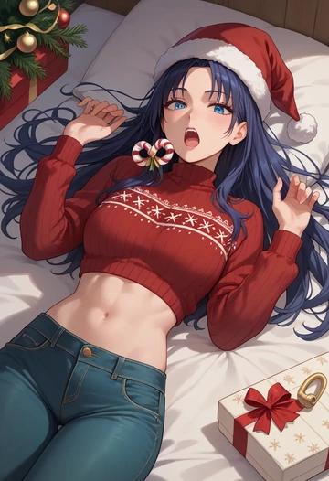 kara_no_kyoukai,ryougi_shiki,Christmas  - AI generated anime art