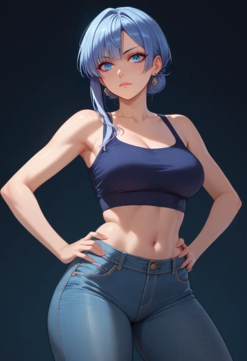 kara_no_kyoukai,ryougi_shiki,crop top  - AI generated anime art