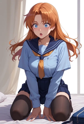 higurashi_no_naku_koro_ni,ryuuguu_rena,jk uniform, stockings  - AI generated anime art