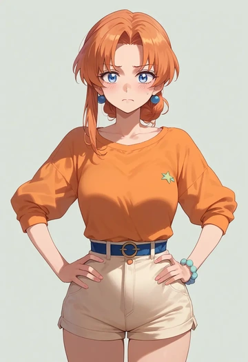 higurashi_no_naku_koro_ni,ryuuguu_rena,jogger shorts,oversized tank  - AI generated anime art