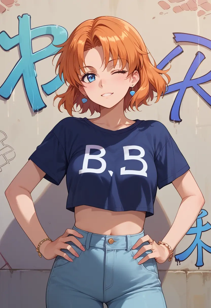 higurashi_no_naku_koro_ni,ryuuguu_rena,crop graffiti tee,dolphin shorts  - 