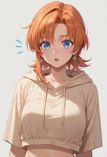 higurashi_no_naku_koro_ni,ryuuguu_rena,hoodie,cropped,high-waisted joggers  - AI generated anime art