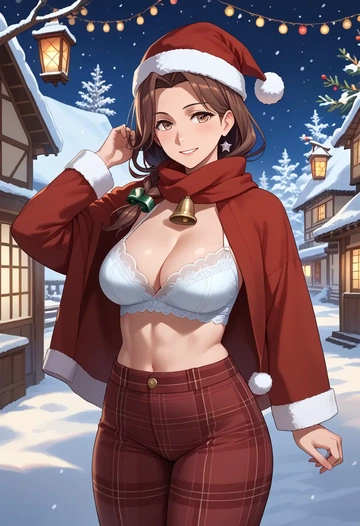 kantai_collection,ryuujou_(kancolle),Christmas,plaid trousers  - AI generated anime art