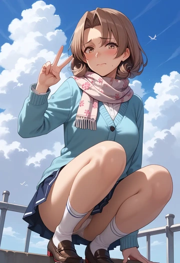 kantai_collection,ryuujou_(kancolle),spring,student uniform,cardigan  - AI generated anime art