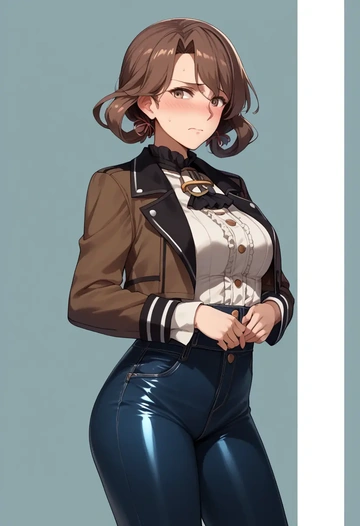 kantai_collection,ryuujou_(kancolle),denim jacket,cropped,leather leggings  - AI generated anime art