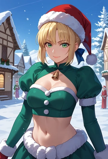 fate_(series),saber,Christmas,dress  - AI generated anime art