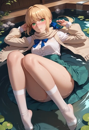 fate_(series),saber,spring,student uniform,blouse  - AI generated anime art