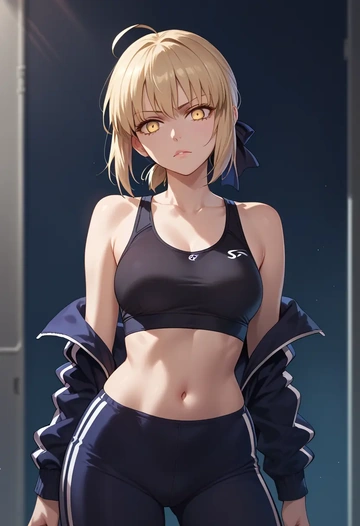 fate_(series),saber_alter,athletic,track suit  - AI generated anime art