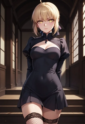 fate_(series),saber_alter,secretary,stockings,sexy, panties  - AI generated anime art