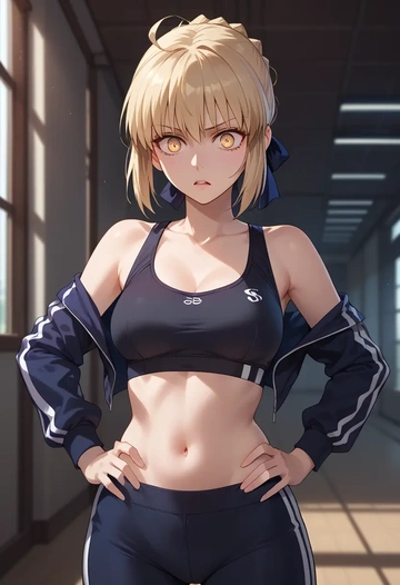 fate_(series),saber_alter,athletic,track suit  - AI generated anime art