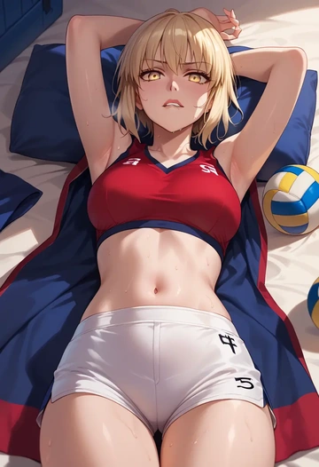 fate_(series),saber_alter,volleyball uniform  - AI generated anime art