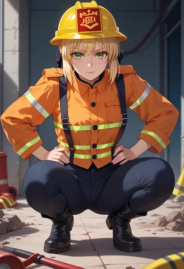 fate_(series),saber_lily,firefighter  - AI generated anime art