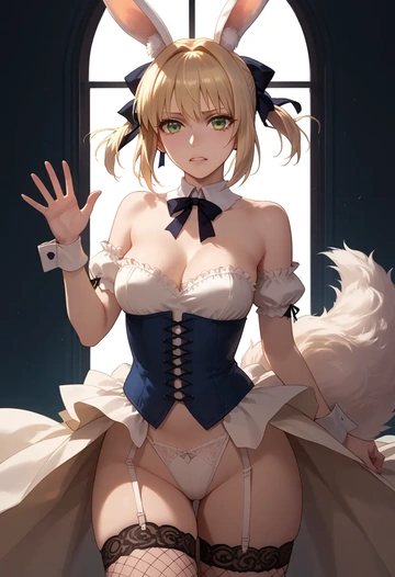 fate_(series),saber_lily,bunny girl, sexy,stockings  - AI generated anime art