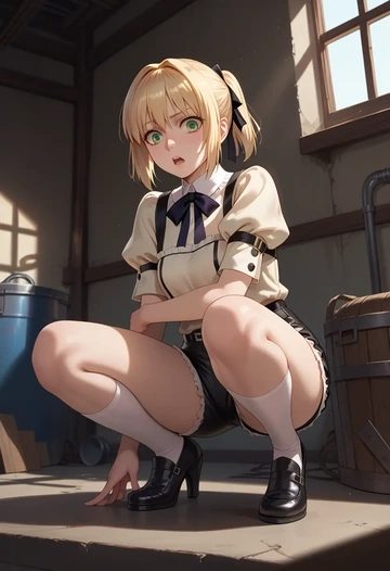 fate_(series),saber_lily,leather,shorts  - AI generated anime art