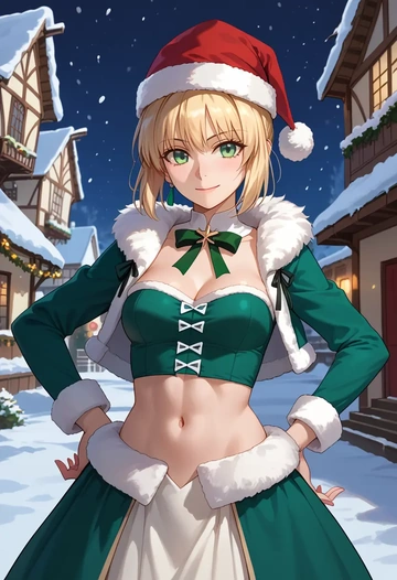 fate_(series),saber_lily,Christmas,dress  - AI generated anime art