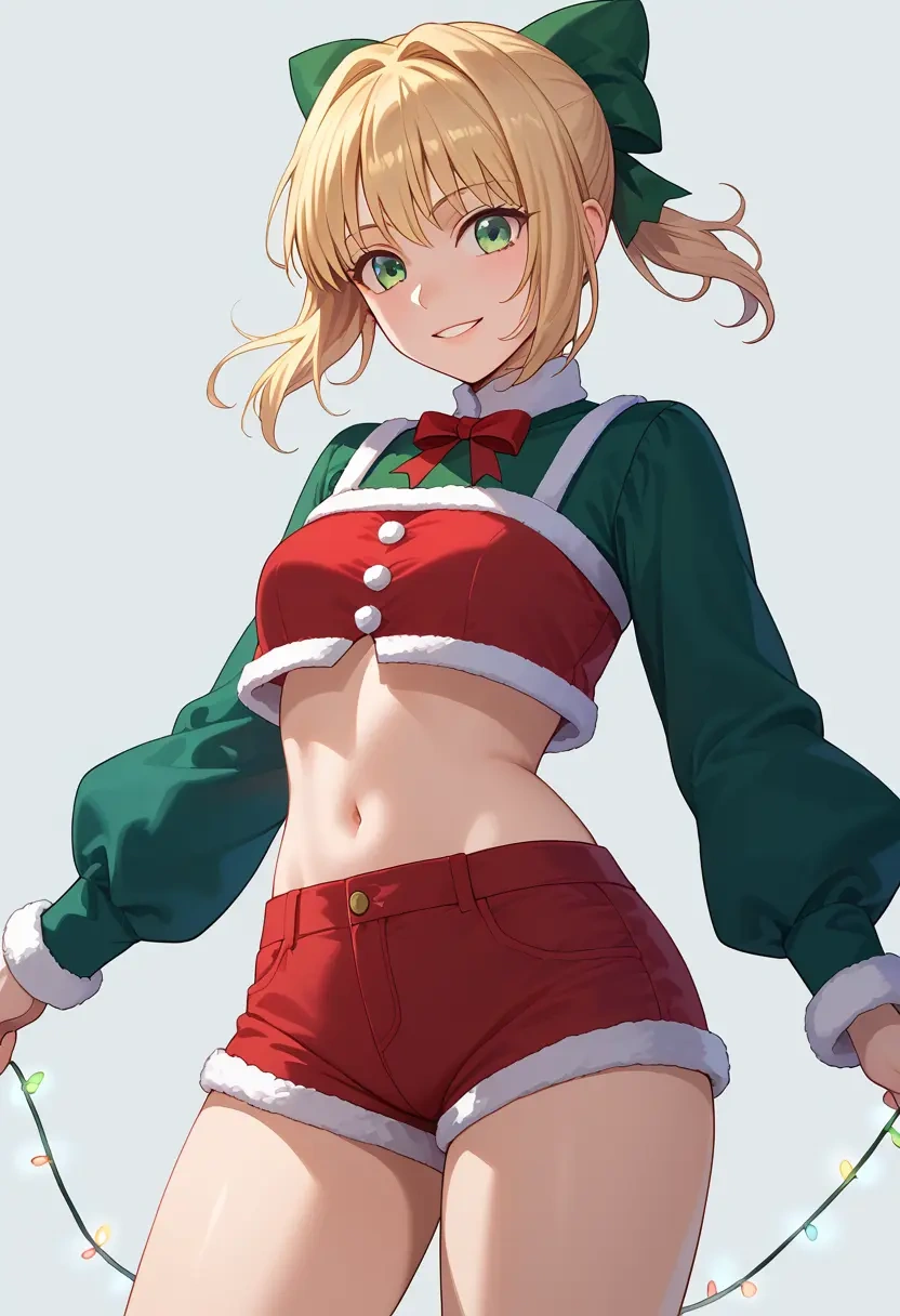 fate_(series),saber_lily,Christmas,red velvet shorts  - 