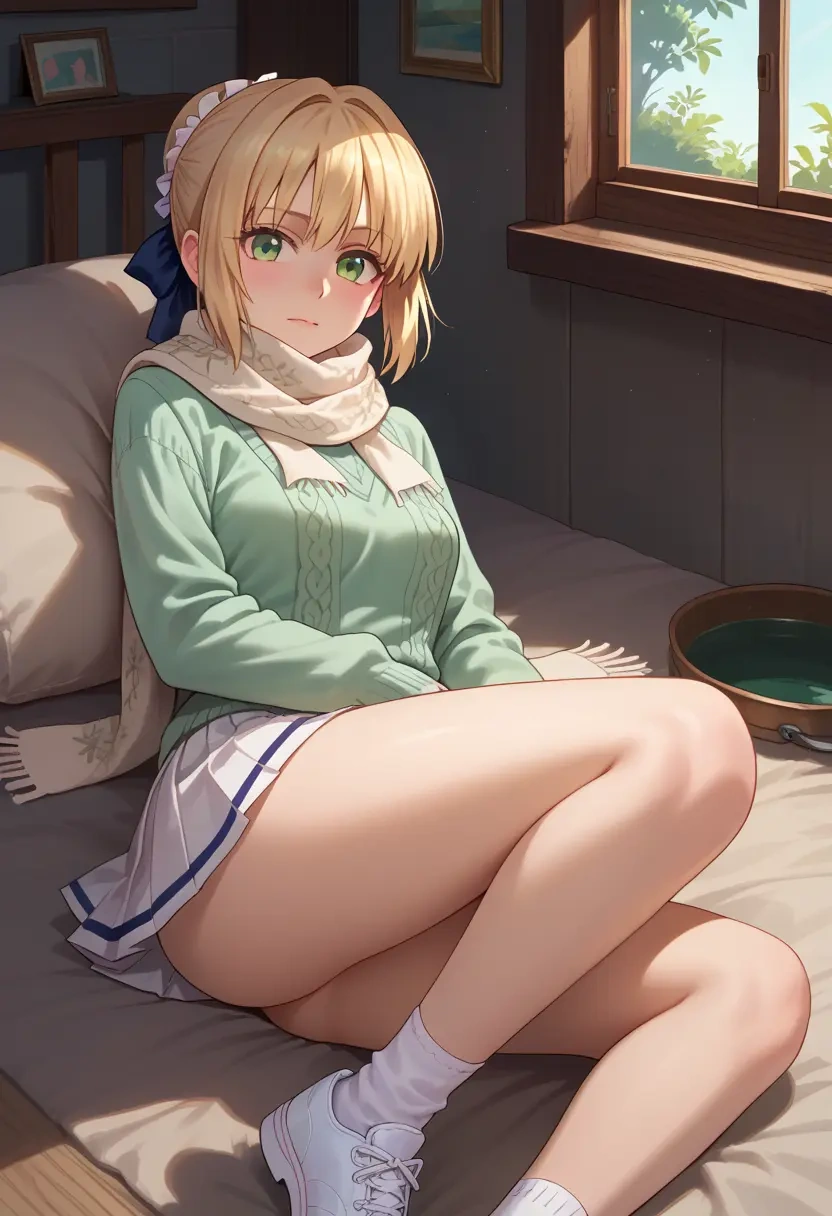 fate_(series),saber_lily,spring,student uniform,knit sweater  - 