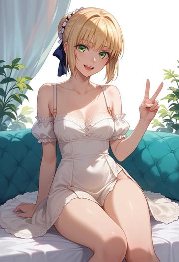 fate_(series),saber_lily,silk slip dress  - AI generated anime art